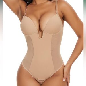 NWT Tummy Control U Plunge Body Shaper Body Suit Breathable Mesh Shapewear